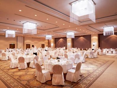 An event hall in the Moevenpick Hotel in Ramallah