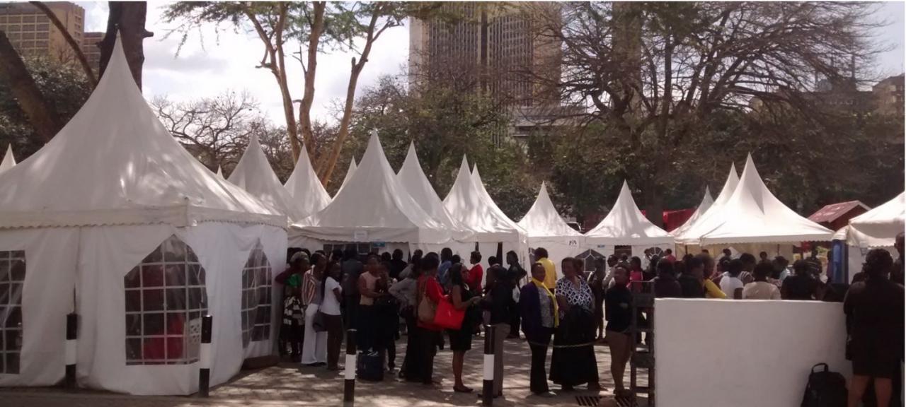  Women lining up for cervical cancer screenings in Kenya. Photo courtesy of MobileODT