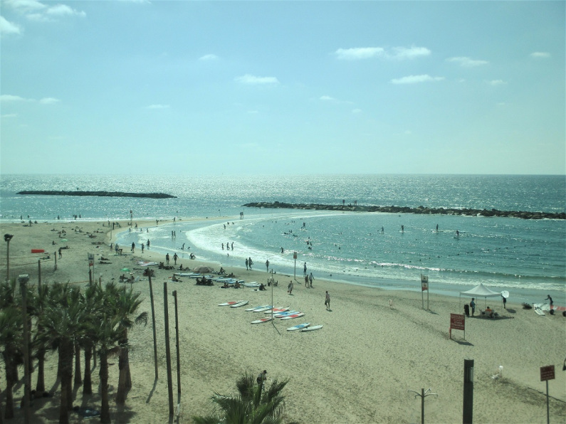 Vista del mar desde la cafetería del Hotel Herods (Tel Aviv) donde me hospedé.