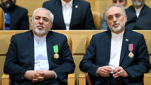The Iranian architects of the nuclear deal: Foreign Minister Zarif and nuclear chief Salehi (Photo: AP)