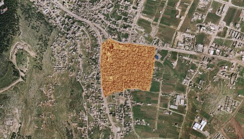 Aerial photograph of the Balata refugee camp in Nablus.
