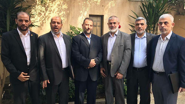 Sinwar (on the far right) with the Hamas delegation to Cairo